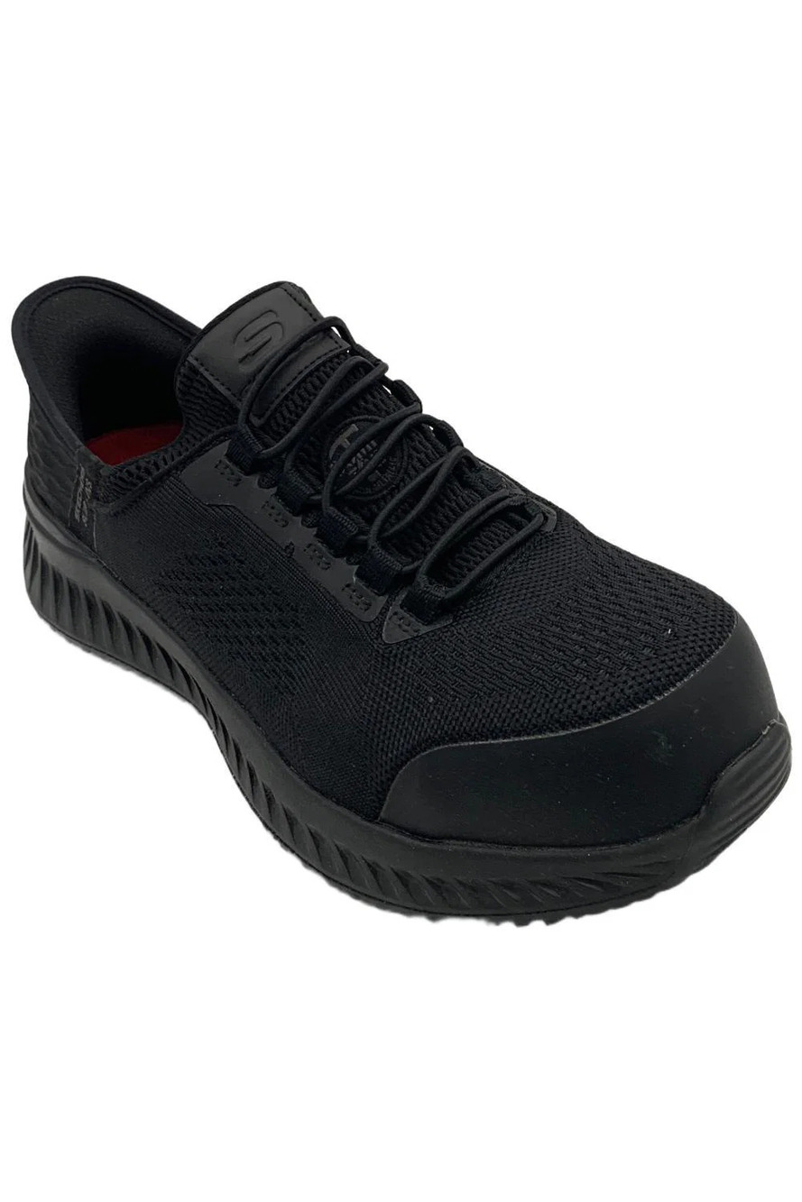 Skechers Men's Tilido ESD Comp Toe Sneaker Black/Black - Extra Wide